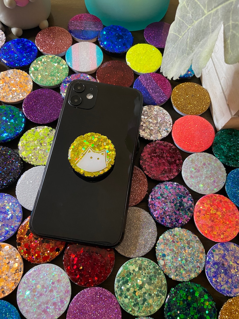 Glitter Poppins Cute Personal Animal Dinosaur Phone Grip Custom