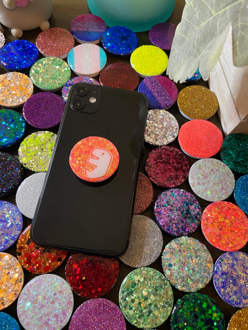 Glitter Poppins Cute Personal Animal Dinosaur Phone Grip Custom