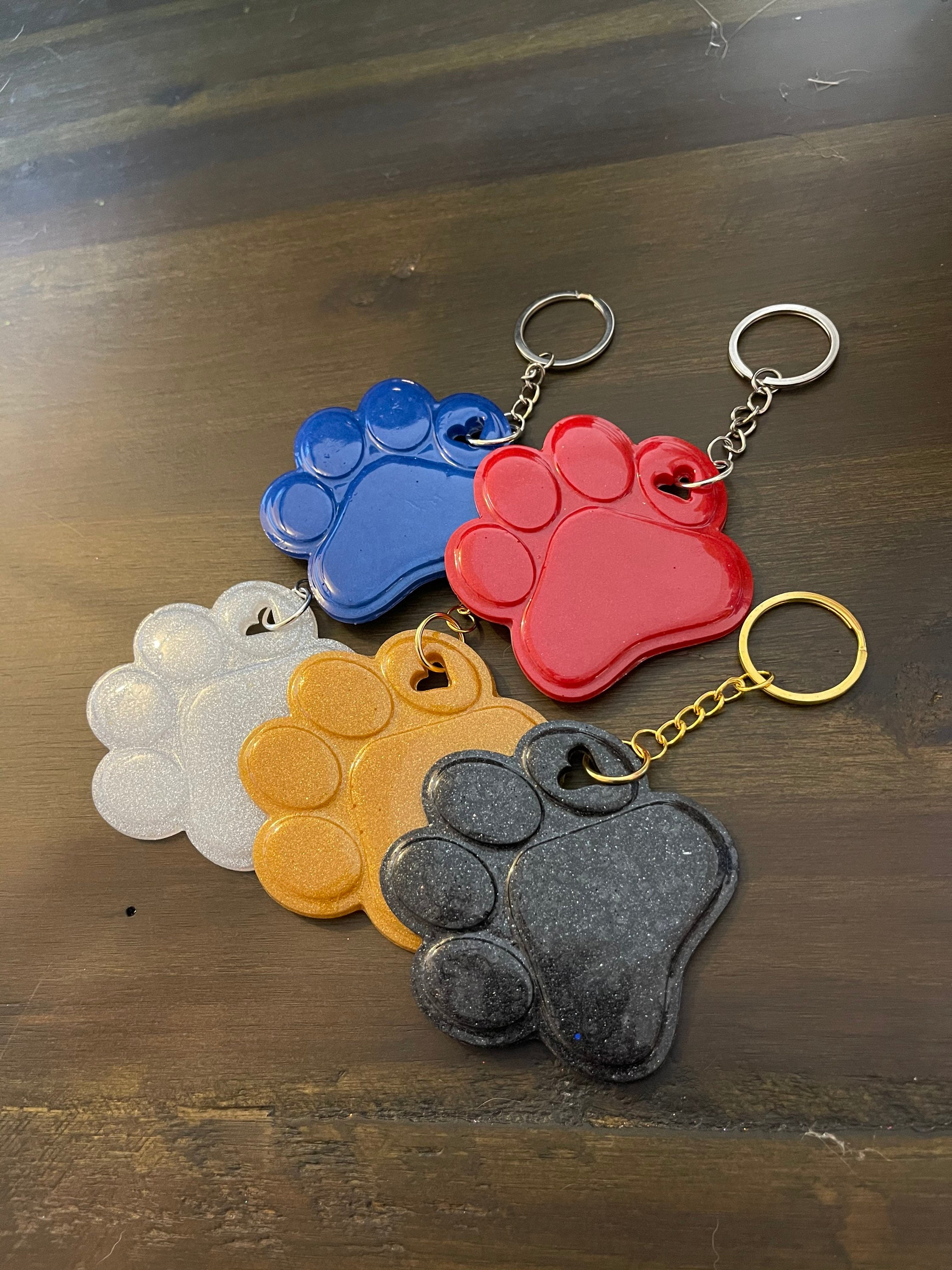 Cute Paw Print Resin Keychain With Personalized Option Etsy