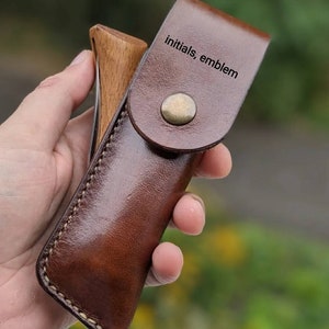 leather sheath made for opinel  knives  leather knife case with belt loop