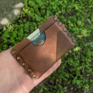 Portafoglio porta carte in vera pelle fatto a mano