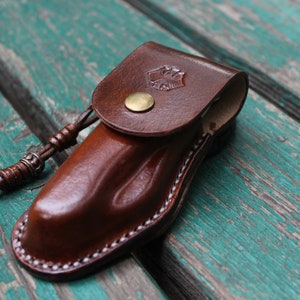 Leather holster with belt loop for Victorinox knife One Hand Trekker German Army