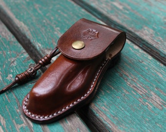 Leather holster with belt loop for Victorinox knife One Hand Trekker German Army