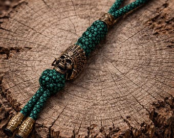 Indian paracord lanyard knife keychain  with brass beads