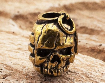 Lanyard bead / Skull - garnet / hand-cas/ Lanyard bead / bead-knife / brass bead