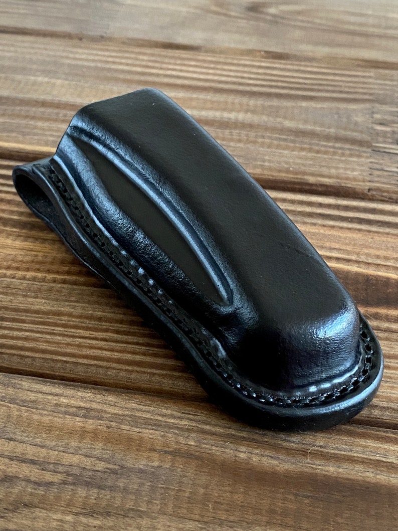 Vertical and horizontal leather sheath for Buck 110 folding hunter knife / buck 112 Ranger /case with belt loop. buck 112 / black