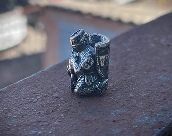 Brass Templar figurine for a lanyard or paracord bracelet