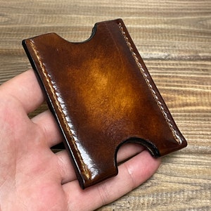 Tarjetero de cuero fino - Tarjetero minimalista - Tarjetero pequeño de cuero premium para hombre - Cartera fina de regalo para hombre