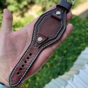 Handmade Brown Watch cuff strap Mens Leather Watch strap  Custom Watch band  Vintage Wrist Watch Steampunk Leather Watch  biker band