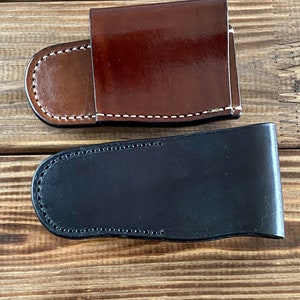 Vertical and horizontal leather sheath for Buck 110 folding hunter knife / buck 112 Ranger /case with belt loop. image 9