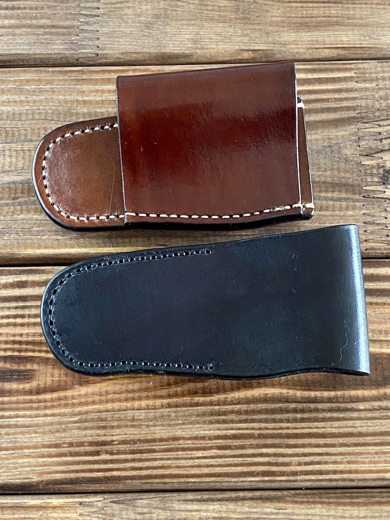 Vertical and horizontal leather sheath for Buck 110 folding hunter knife / buck 112 Ranger /case with belt loop. image 9