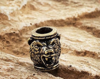 Bead for lanyard "Bear", hand casting/ Lanyard bead / bead-knife / brass bead
