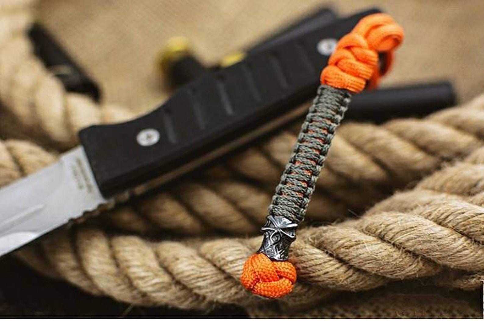 Cordón paracord Ninja Paracord Lanyard Naranja / Gris Etsy España