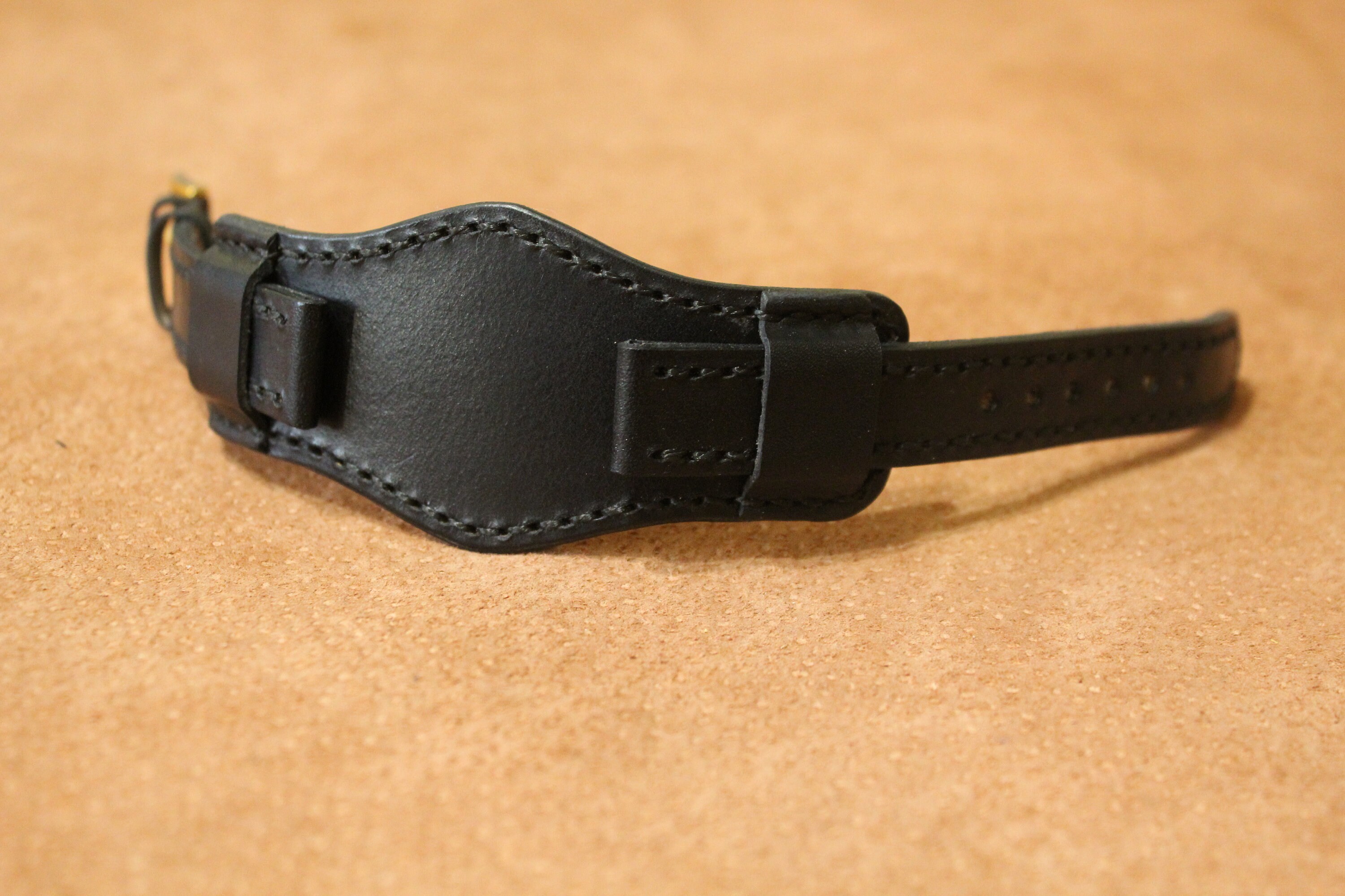 Handmade Black Watch Cuff Strap Mens Leather Watch Strap Etsy
