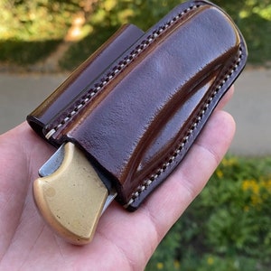 Vertical and horizontal leather sheath for Buck 110 folding hunter knife / buck 112 Ranger /case with belt loop. image 4