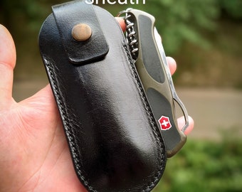 Leather sheath with belt clip for Victorinox Ranger Grip  130 mm ranger wood leather scabbard black leather case victorinox knife