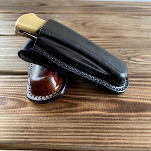 Vertical and horizontal leather sheath for Buck 110 folding hunter knife / buck 112 Ranger /case with belt loop. image 6