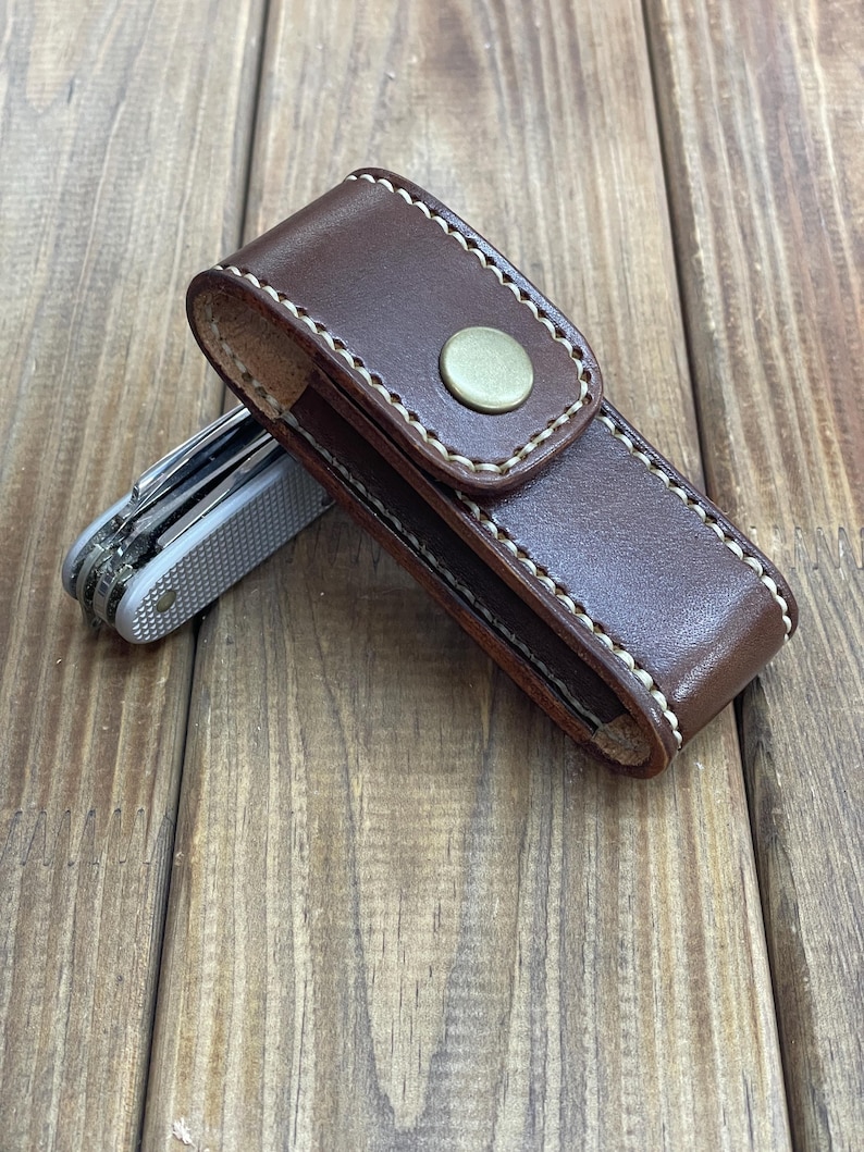 Leather Belt Clip Sheath for Victorinox Knife, SAK EDC Belt Pouch, Holster for Swiss Army Knife – Huntsman Climber Pioneer X Swiss Champ image 1