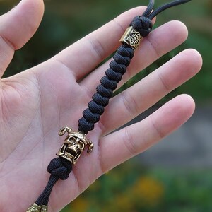 Paracord lanyard   /Barbarian/ Hand-molded brass bead/Paracord keychain/ Custom knife paracord lanyard bead