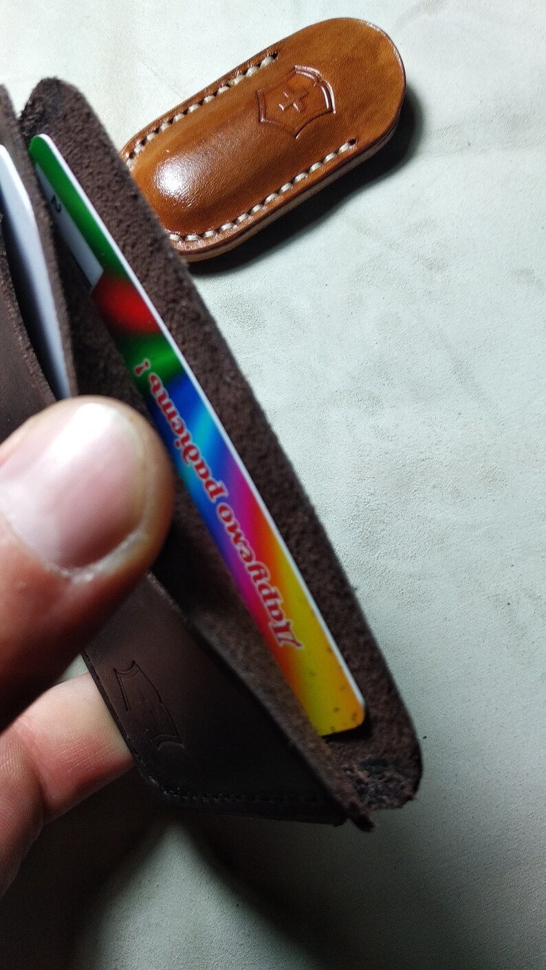 Victorinox Leather Credit Card Sleeve Holder Slim Leather Etsy