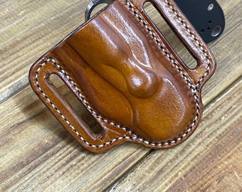 Spyderco para 3 knife molded leather sheath , paramilitary 3 pancake style