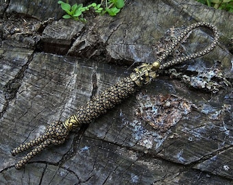 Paracord lanyard, "Knight".  Hand-cast brass bead