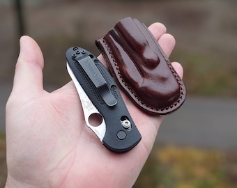 Vertical leather sheath for benchmade 555 mini griptilian knife /  brown case with belt loop.