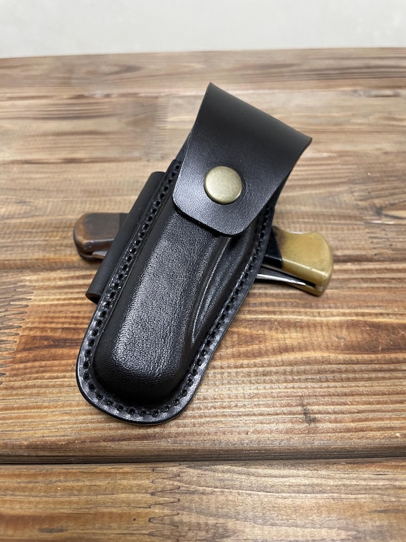 Fodero Orizzontale In Pelle TOURBON Per Coltello Pieghevole – Custodia EDC Marrone Piccola