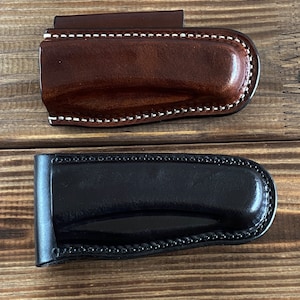 Vertical and horizontal leather sheath for Buck 110 folding hunter knife / buck 112 Ranger /case with belt loop. image 8
