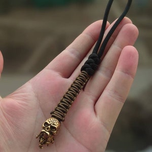 Paracord lanyard Bearded Skull Handgeformte Messingperle / Paracord Schlüsselanhänger / Custom Messer Paracord Lanyard Perle