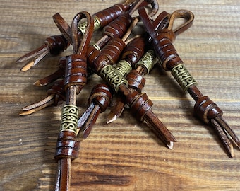 Handmade Brown Leather Knife Lanyard Keychain