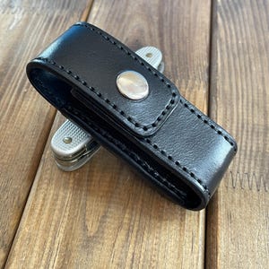 Leather Belt Clip Sheath for Victorinox Knife, SAK EDC Belt Pouch, Holster for Swiss Army Knife – Huntsman Climber Pioneer X Swiss Champ Black