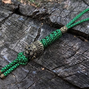 Indian paracord lanyard knife keychain  with brass beads
