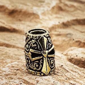 Brass bead templar helmet, hand casting, lanyard bead for a knife or bracelet