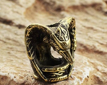Hand-Cast Brass Raven Lanyard Bead, Knife Bead
