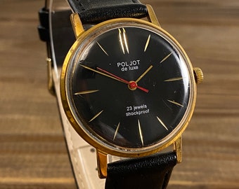 Vintage mechanical watch "Poljot de Luxe", cal. 2209, ultra slim watch, 1960s, made in USSR, serviced. Vintage mens watch, unisex waches.