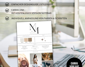 Simple brand board design template style guide for Canva