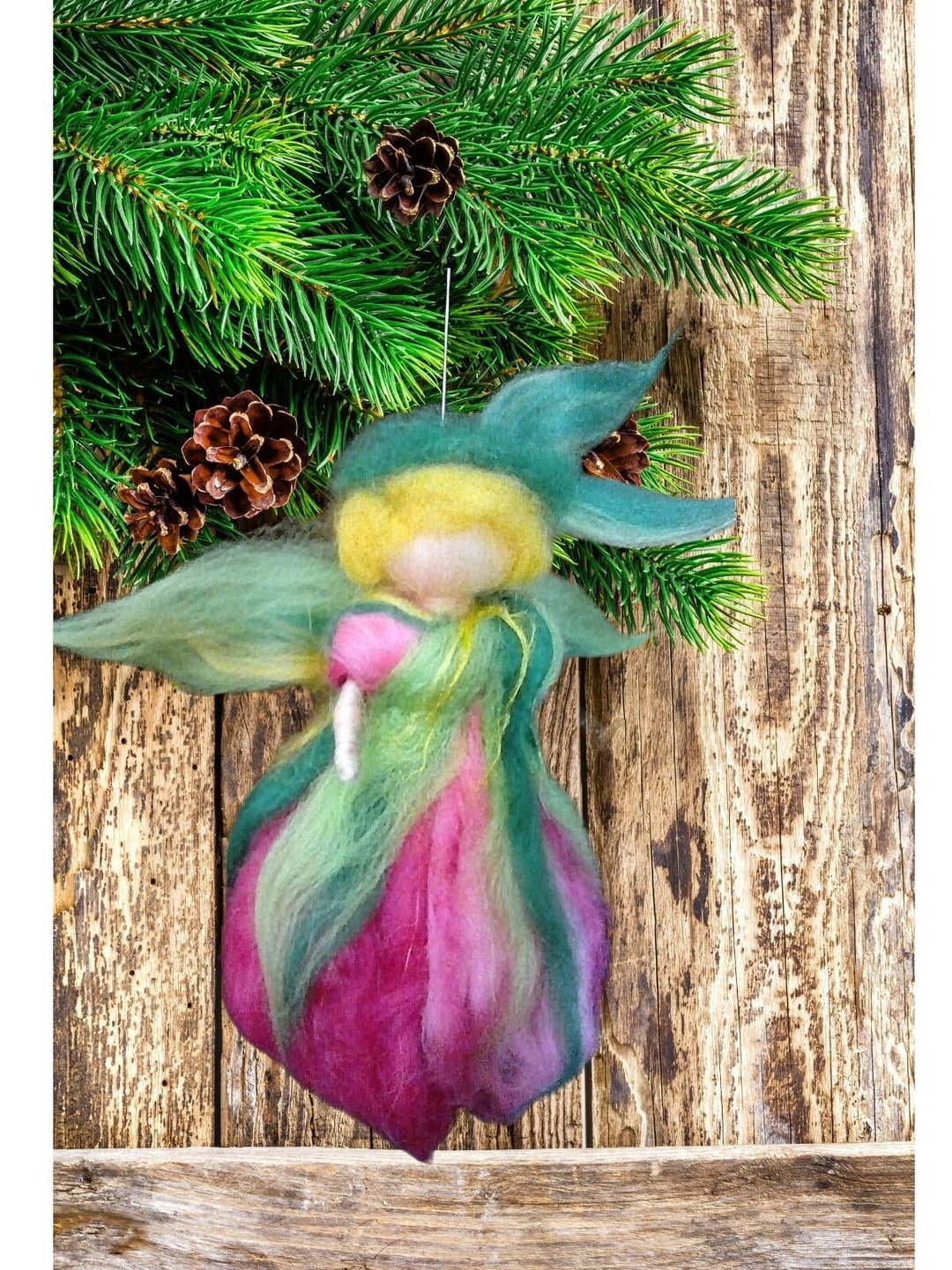Needle Felt Fairy Doll Felted Flower Doll Wool Waldorf Etsy