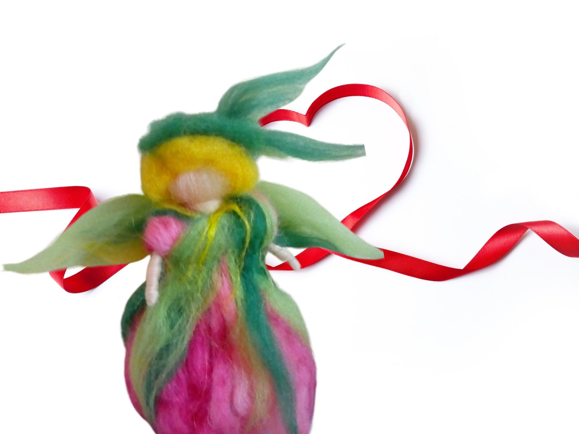 Needle Felt Fairy Doll Felted Flower Doll Wool Waldorf Etsy