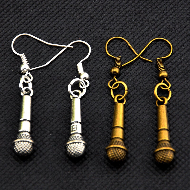 Microphone Earrings for Women Music Jewelry Hooks Etsy
