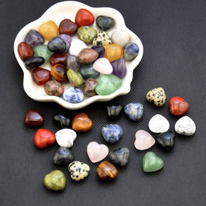 Natural Mix Quartz 15mm Mini heart Gemstones，Crystal heart，Small heart，Healing Crystal heart Decor Pocket stone，Crystal gift, Halloween gift