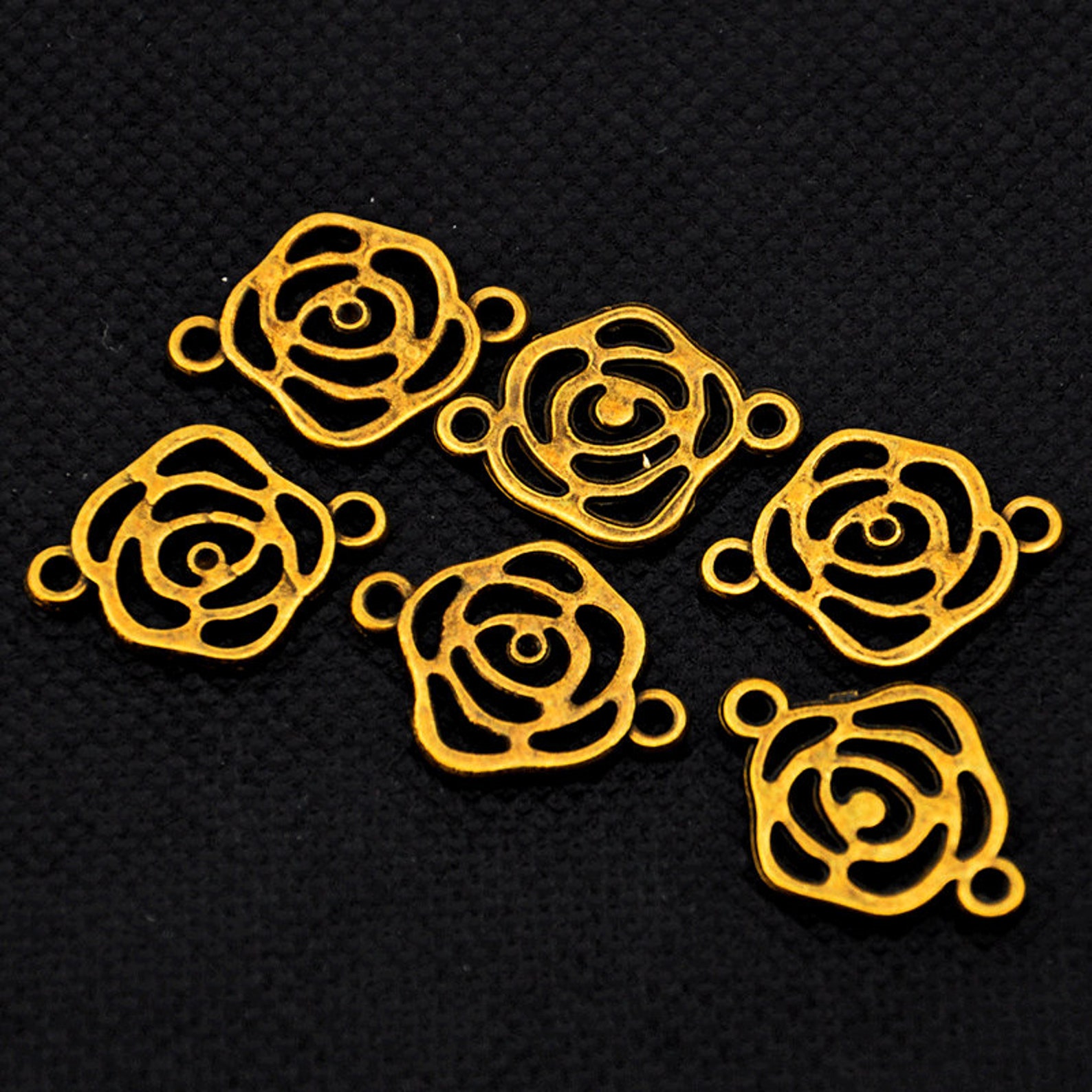 20pcs Rose Connector Antique Bronze Flower Connector Metal Etsy