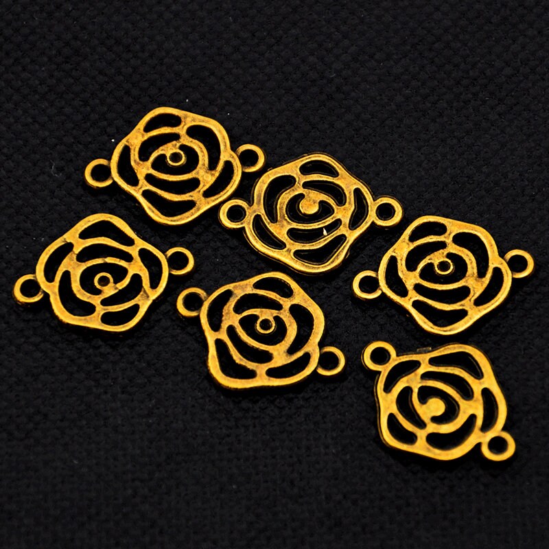 20pcs Rose Connector Antique Bronze Flower Connector Metal Etsy