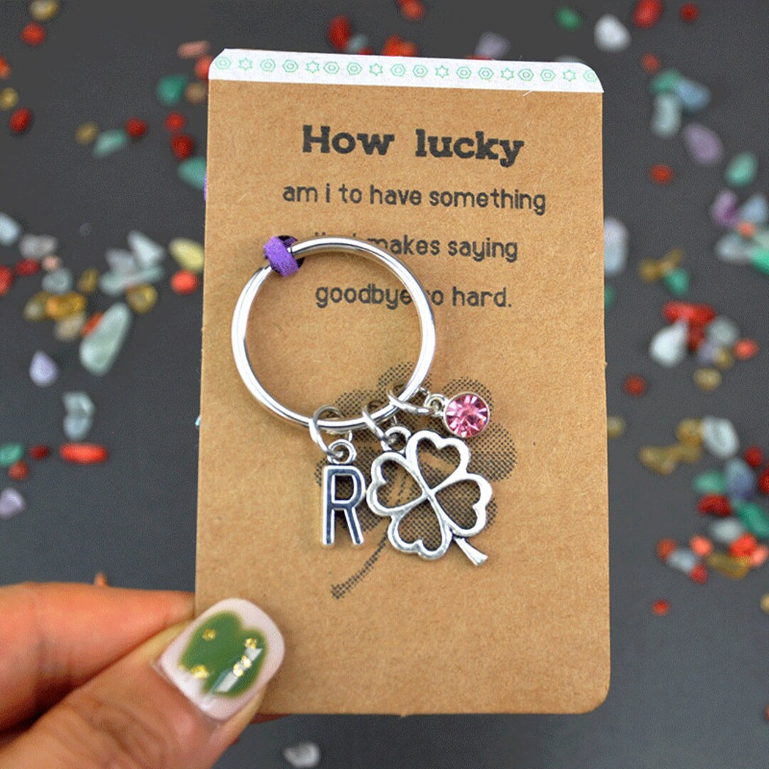 ZKGYUS 4 Pezzi Portachiavi Quadrifoglio Portafortuna da Uomo e Donna, Portachiavi Trifoglio Porta Fortuna Clover Key Ring Lucky Charms Keyring Four Leaves Grass Keyring
