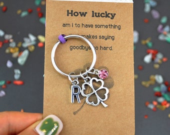 Four Leaf Clover Keyring  Good Luck Charm-Four Leaf Clover-Good Luck  Shamrock Keychain  Good Luck For Exams-Lucky Gifts-School Bag Charm