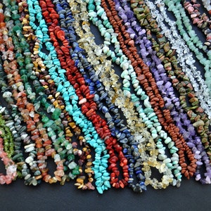Natural Mini Gemstone Chips Beads Strands With Hole，Irregular Shaped Freeform Loose Nugget Beads， DIY Necklace Earring Jewelry Making