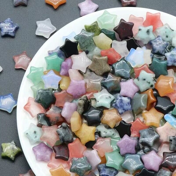 Natural Mix Quartz 15mm Mini Star Gemstones，Crystal Star，Small Star，Healing Crystal Star Decor Pocket stone，Crystal gift, Halloween gift