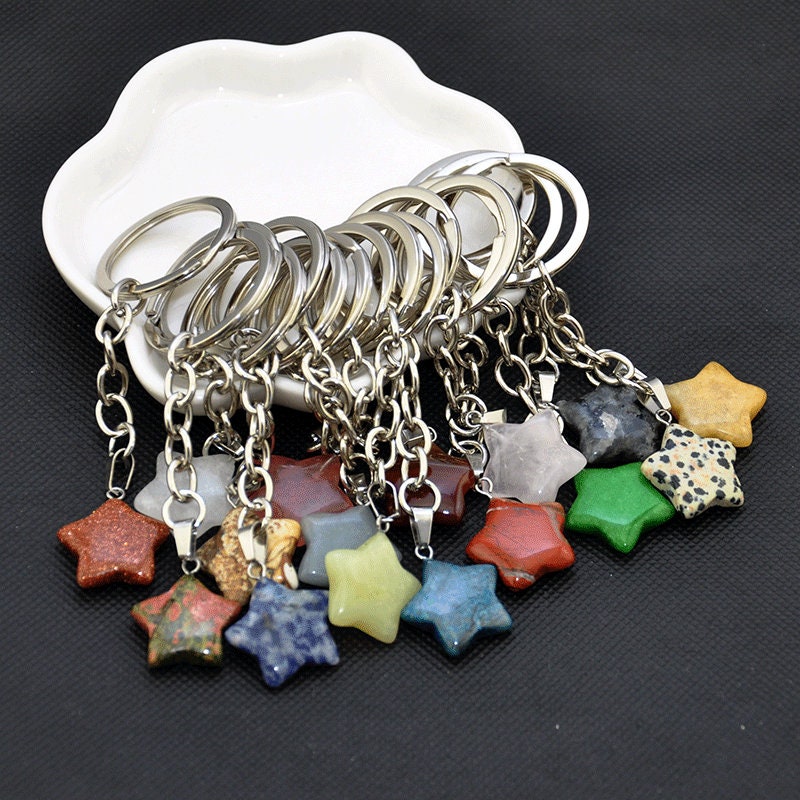 Bulk Wholesale 2 100pcs Mixed Crystal Star Keychainhand Carved Star Crystal Key Chaingemstone Star Bag Purse Charmskeychain Crystal Gift Etsy UK