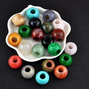 20mm Natural Crystal large Hole gemstone round Beads,8mm Hole beads,Natural Stone Beads, Large Hole Mix Gemstone Beads,Jewelry Making