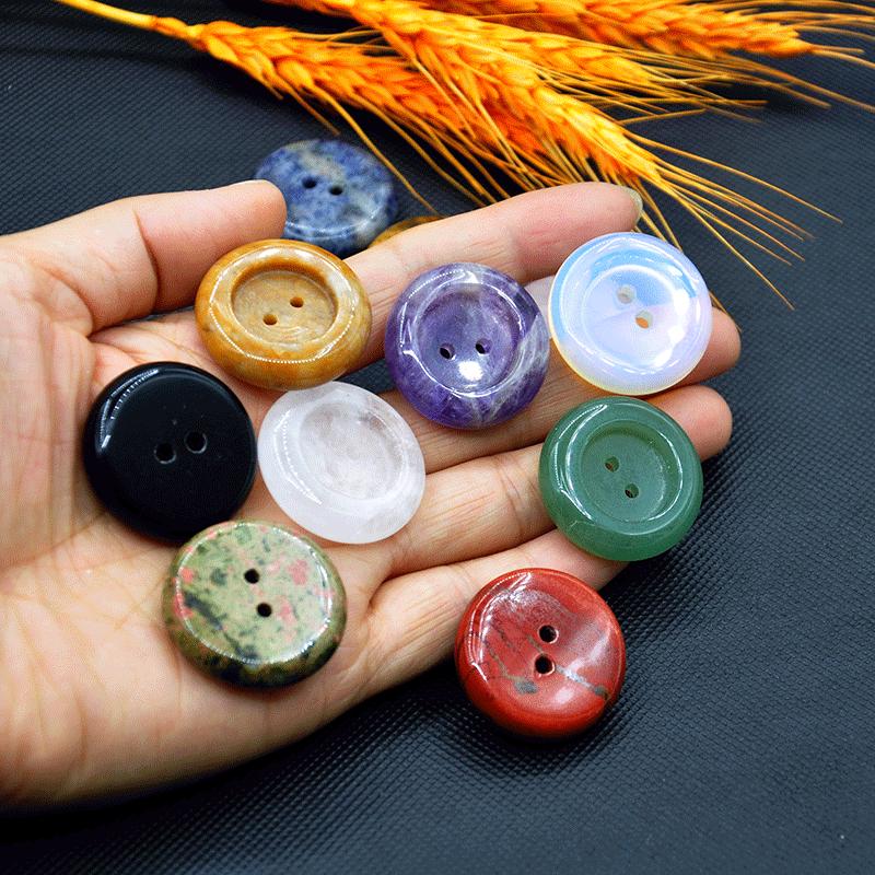 Natural Gemstone Button Charm,30mm Round Button Connectors，loose ...